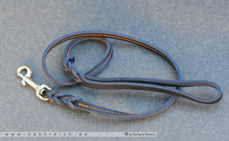 Fettleder- Leine mit Handschlaufe blau 10mm